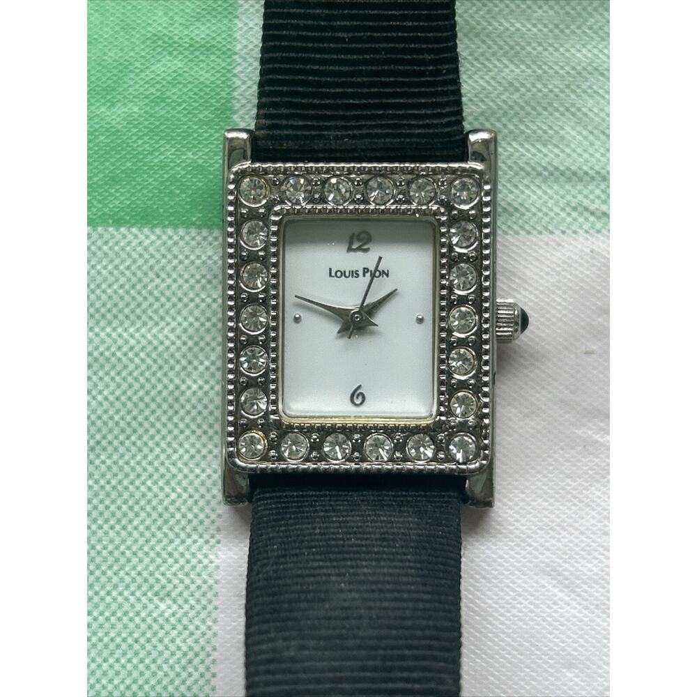 Louis Pion Rhinestone Bezel Silver Tone Women’s Quartz Watch